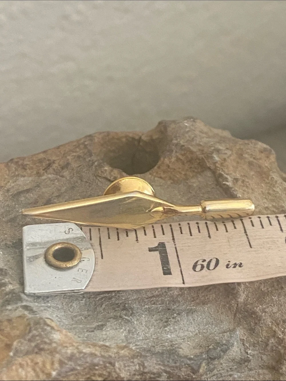 Vintage Gold Tone Miniature Trowel Tie Tack Pin